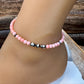 Angel Skin Pink Coral and Navajo Pearl Ankle Bracelet, Southwestern Pearl Anklet, Coral Anklet, Bohemian Foot Jewelry, Beach Anklet