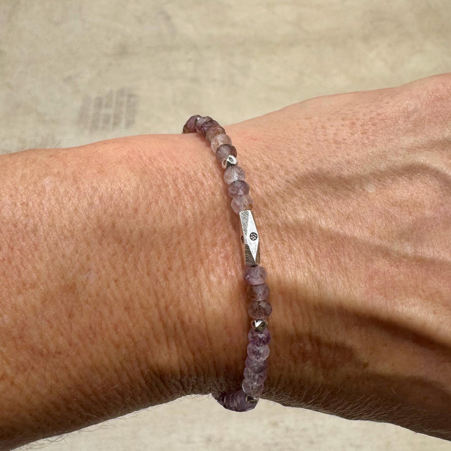 Auralite 23 Cacoxenite Gemstone bracelet / Rare Natural Auralite sterling silver beaded gemstone bracelet