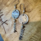 Indian head buffalo nickel earrings with chain and white turquoise gemstone / coin earrings