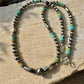 Navajo Pearl and Kingman Turquoise Necklace, Blue Green Turquoise, Authentic Native Sterling Necklace, Choker Necklace, Southwest Necklace
