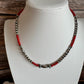 Navajo Pearl with Red Bamboo Coral Necklace, Gemstone Beaded Choker, Sterling Silver Necklace, Southwest Jewelry, Authentic Native Necklace