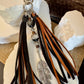 Leather Purse Tassel with Black Tuxedo Agate, Beaded Handbag Tassel, Gemstone Accessory, Unique Purse Charm, Leather Purse Charm
