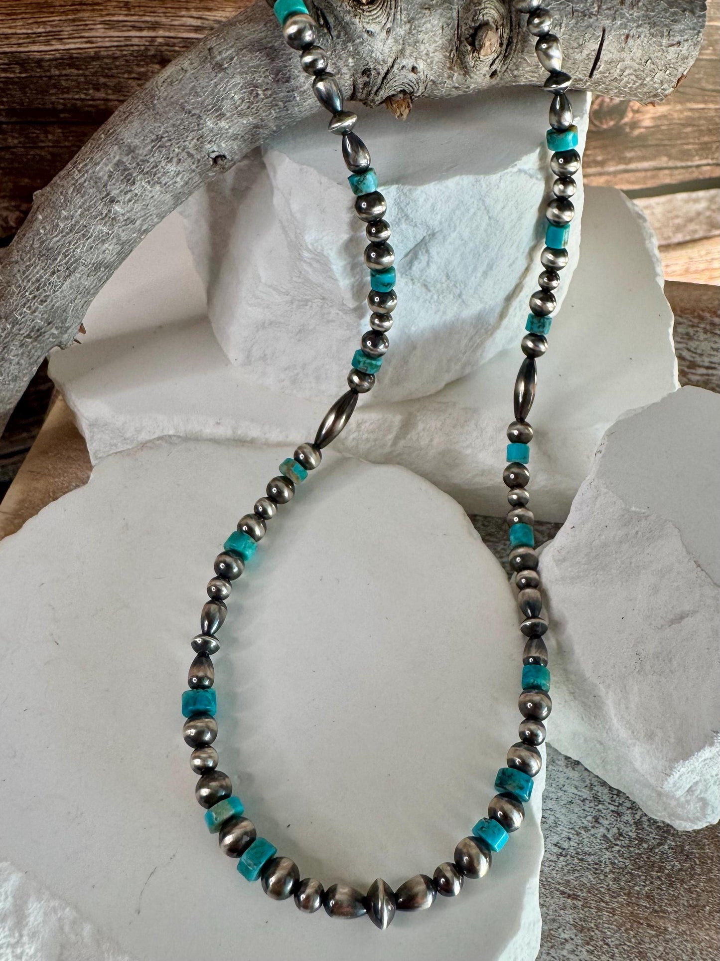 Navajo Pearl Kingman Turquoise Necklace, Authentic Native Made Sterling Necklace, Choker Necklace, Turquoise Jewelry, Southwestern Style