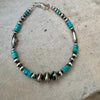 Desert Pearl and Turquoise Bracelet, Sterling Silver Beaded Gemstone Boho Chic Bracelet