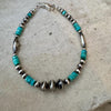 Navajo pearl and turquoise gemstone bracelet / sterling silver beaded gemstone bracelet