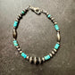 Navajo pearl and turquoise gemstone bracelet / sterling silver beaded gemstone bracelet