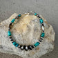 Navajo pearl and turquoise gemstone bracelet / sterling silver beaded gemstone bracelet
