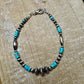 Navajo pearl and turquoise gemstone bracelet / sterling silver beaded gemstone bracelet