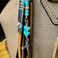 Leather Purse Tassel with Turquoise and Cross, Beaded Handbag Tassel, Gemstone Accessory, Unique Purse Charm, Leather Handbag Charm