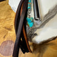 Leather Purse Tassel with Turquoise and Cross, Beaded Handbag Tassel, Gemstone Accessory, Unique Purse Charm, Leather Handbag Charm