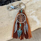Turquoise and Leather Purse Tassel, Dream Catcher, Feather and Arrow Charm, Beaded Handbag Tassel, Western Accessory, Leather Handbag Charm