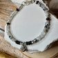 Rainbow Moonstone with Black Tourmaline and Onyx Evil Eye Anklet, Sterling Silver Beaded Gemstone Ankle Bracelet, Evil Eye Charm Anklet