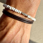 White turquoise leather wrap bracelet, genuine leather