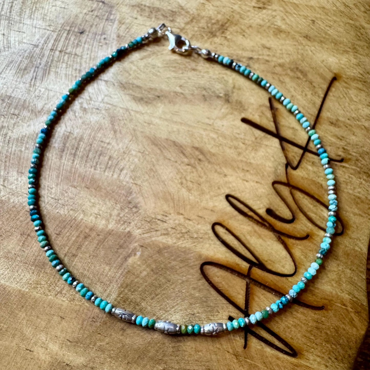 Turquoise sterling silver dainty ankle bracelet / ankle bracelet