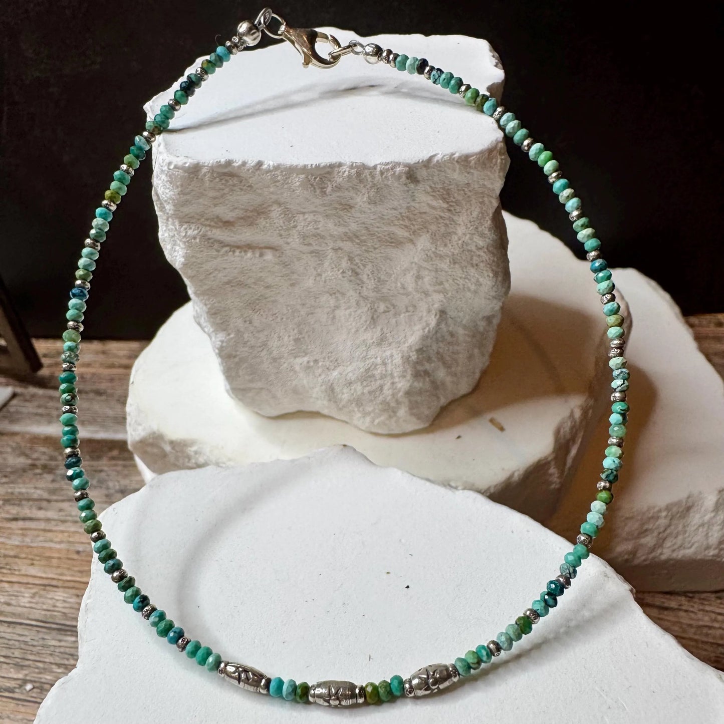 Turquoise sterling silver dainty ankle bracelet / ankle bracelet