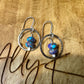 Sterling Silver Purple Turquoise Earrings, Oxidized Sterling Silver Circles Dangle, Spotted Mohave Gemstone, Unique Jewelry, Women's Gift
