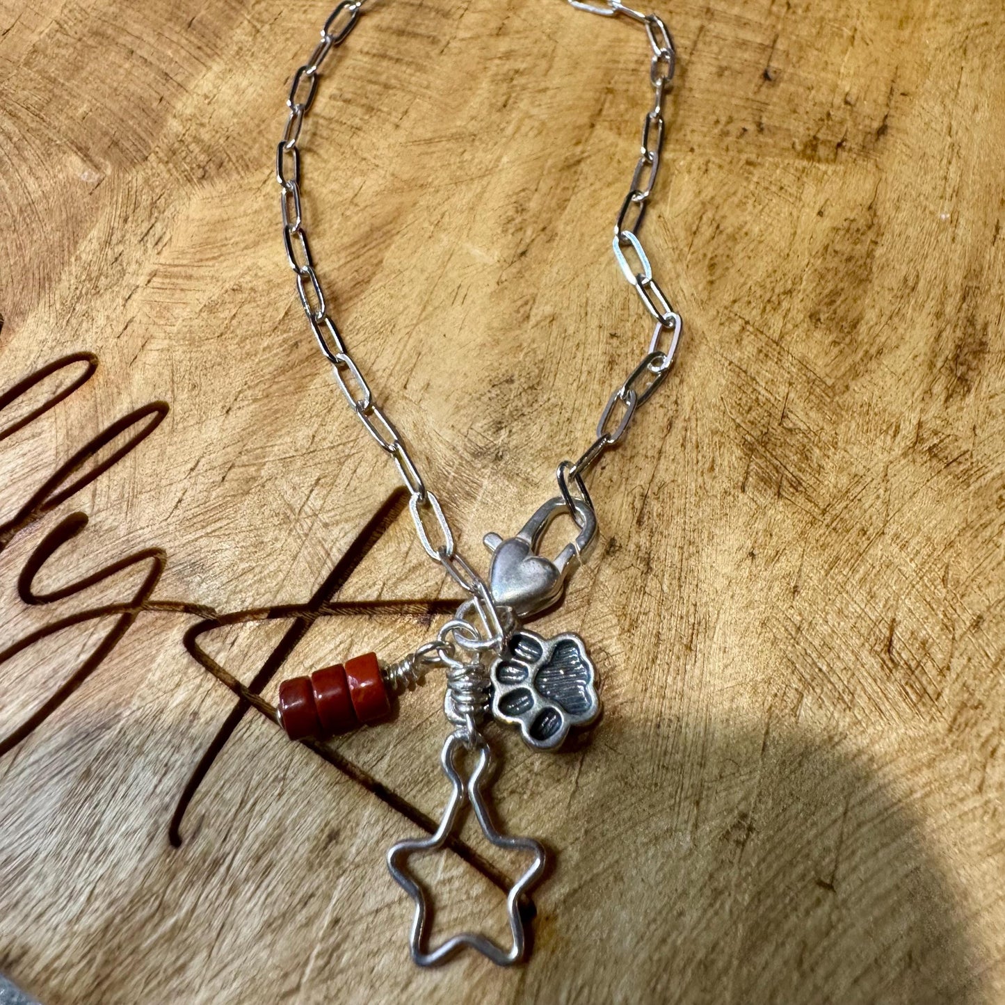 Sterling Silver Paperclip Chain Bracelet, Sterling Charm Bracelet with Gemstone, Silver Jewelry, Personalized Bracelet, Custom Bracelet