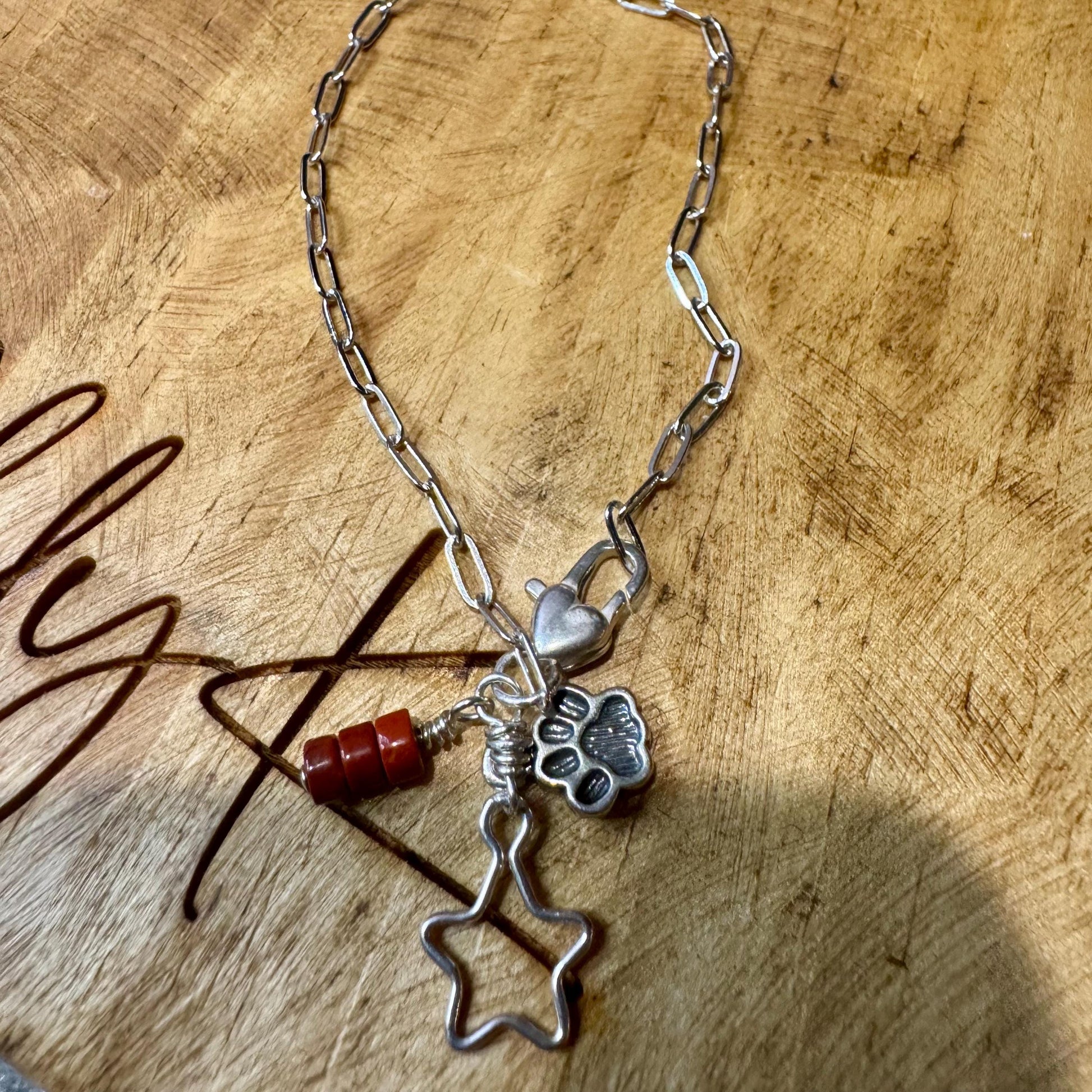 Sterling Silver Paperclip Chain Bracelet, Sterling Charm Bracelet with Gemstone, Silver Jewelry, Personalized Bracelet, Custom Bracelet