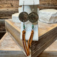 Indian head buffalo nickel earrings with deerskin leather and turquoise gemstone / leather earrings