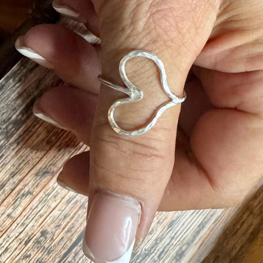Sterling Silver Heart Ring, Thumb Ring, Sideways Heart Ring, Homemade Ring, Minimal Style, Statement Ring