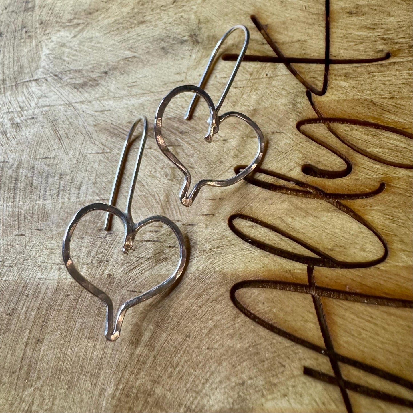 Handmade Seamless Heart Sterling Silver Earrings, Custom Heart Earrings, Romantic Jewelry, Gift for Her