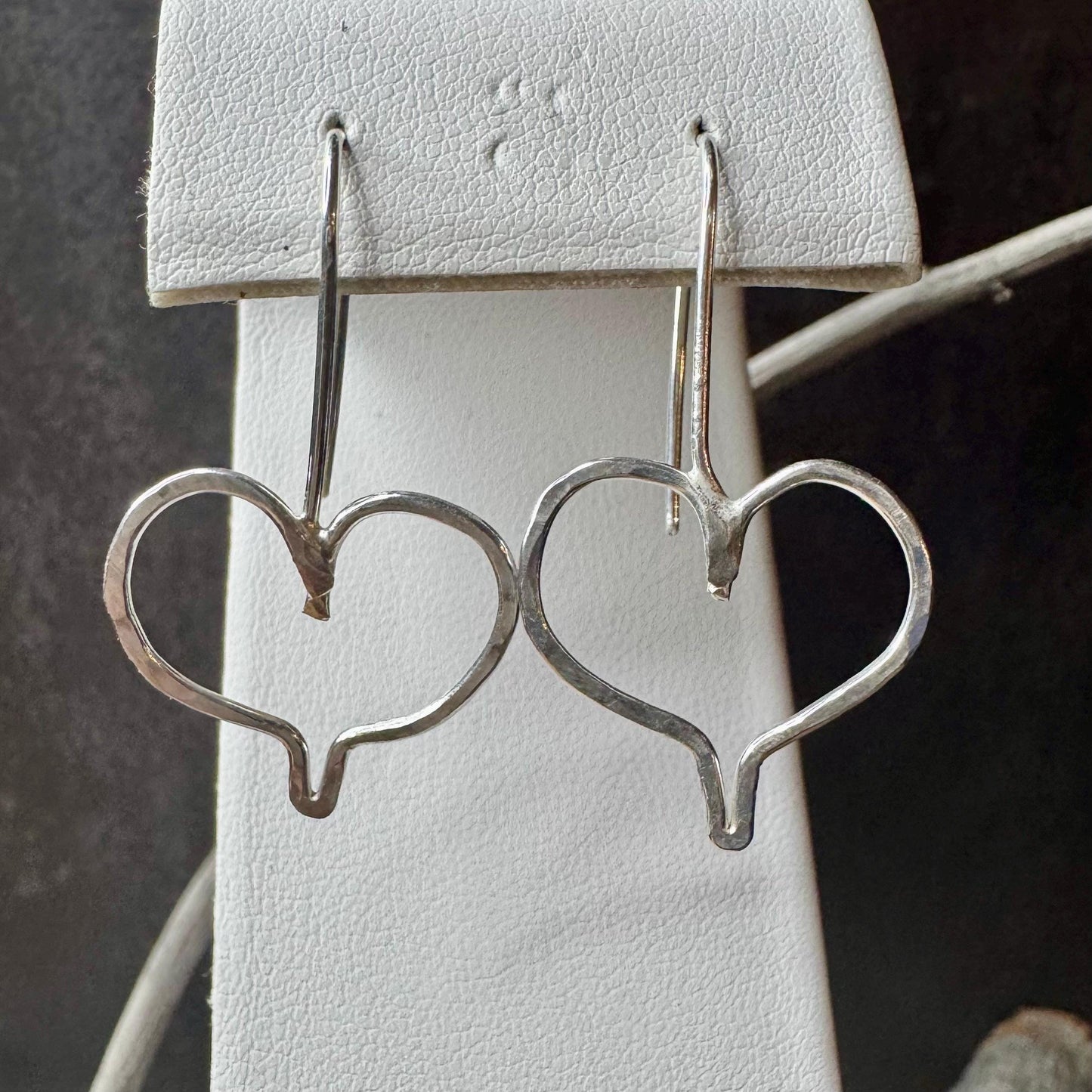 Handmade Seamless Heart Sterling Silver Earrings, Custom Heart Earrings, Romantic Jewelry, Gift for Her
