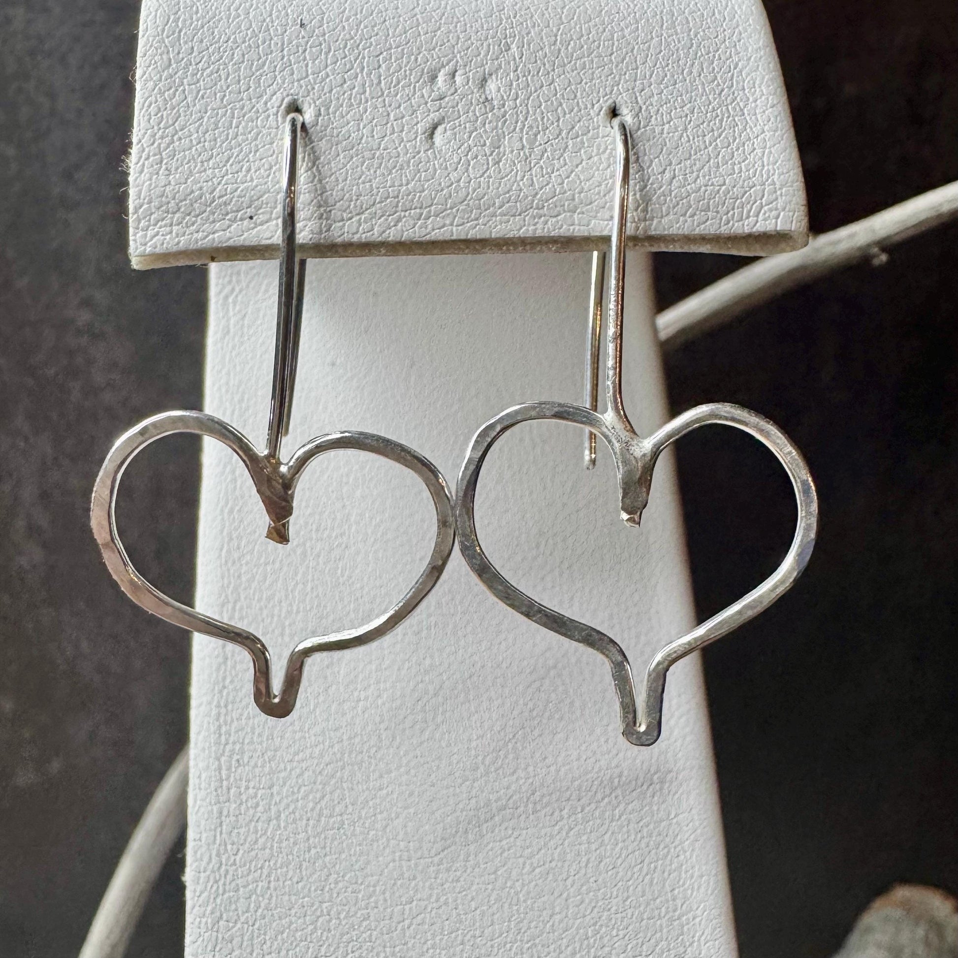 Handmade Seamless Heart Sterling Silver Earrings, Custom Heart Earrings, Romantic Jewelry, Gift for Her