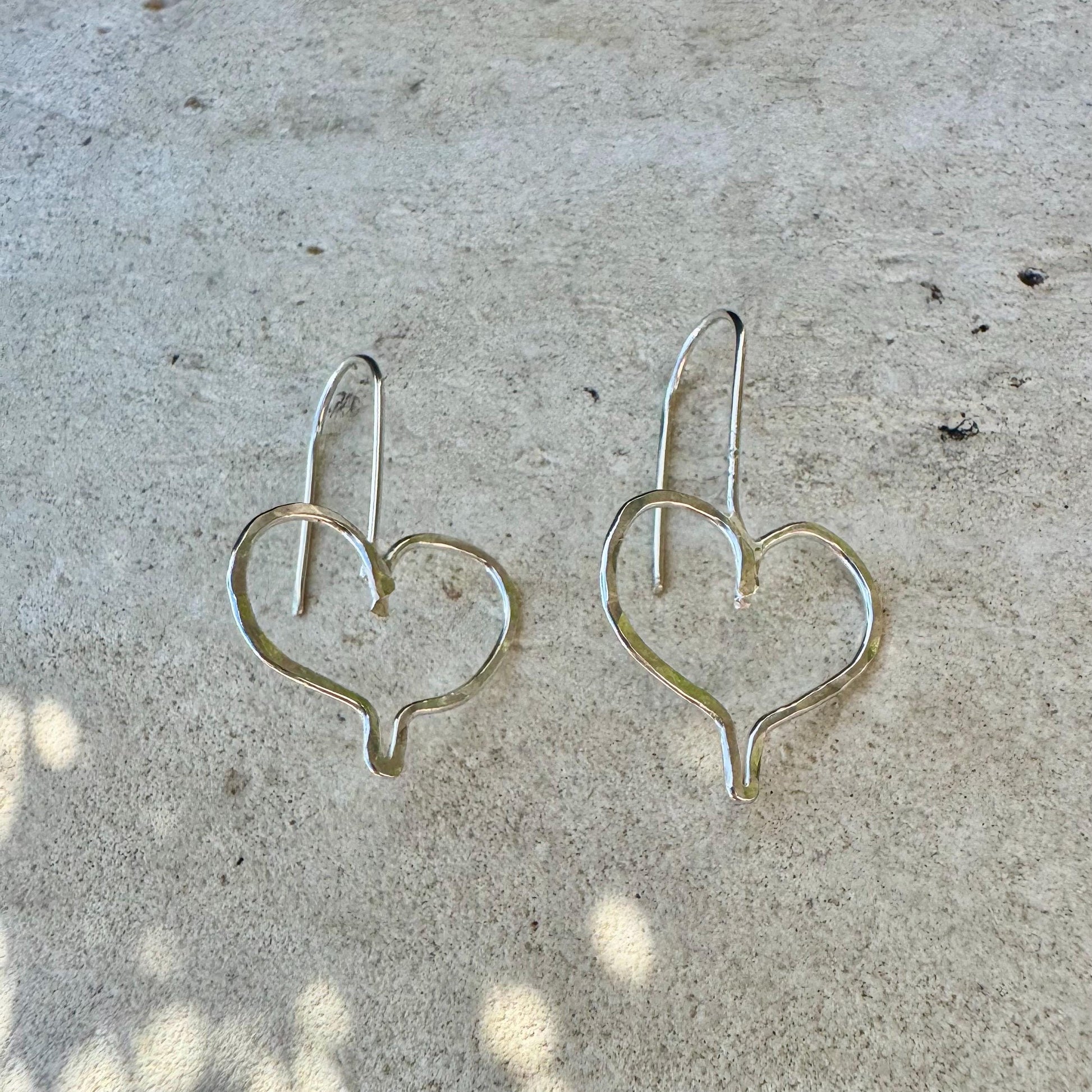 Handmade Seamless Heart Sterling Silver Earrings, Custom Heart Earrings, Romantic Jewelry, Gift for Her
