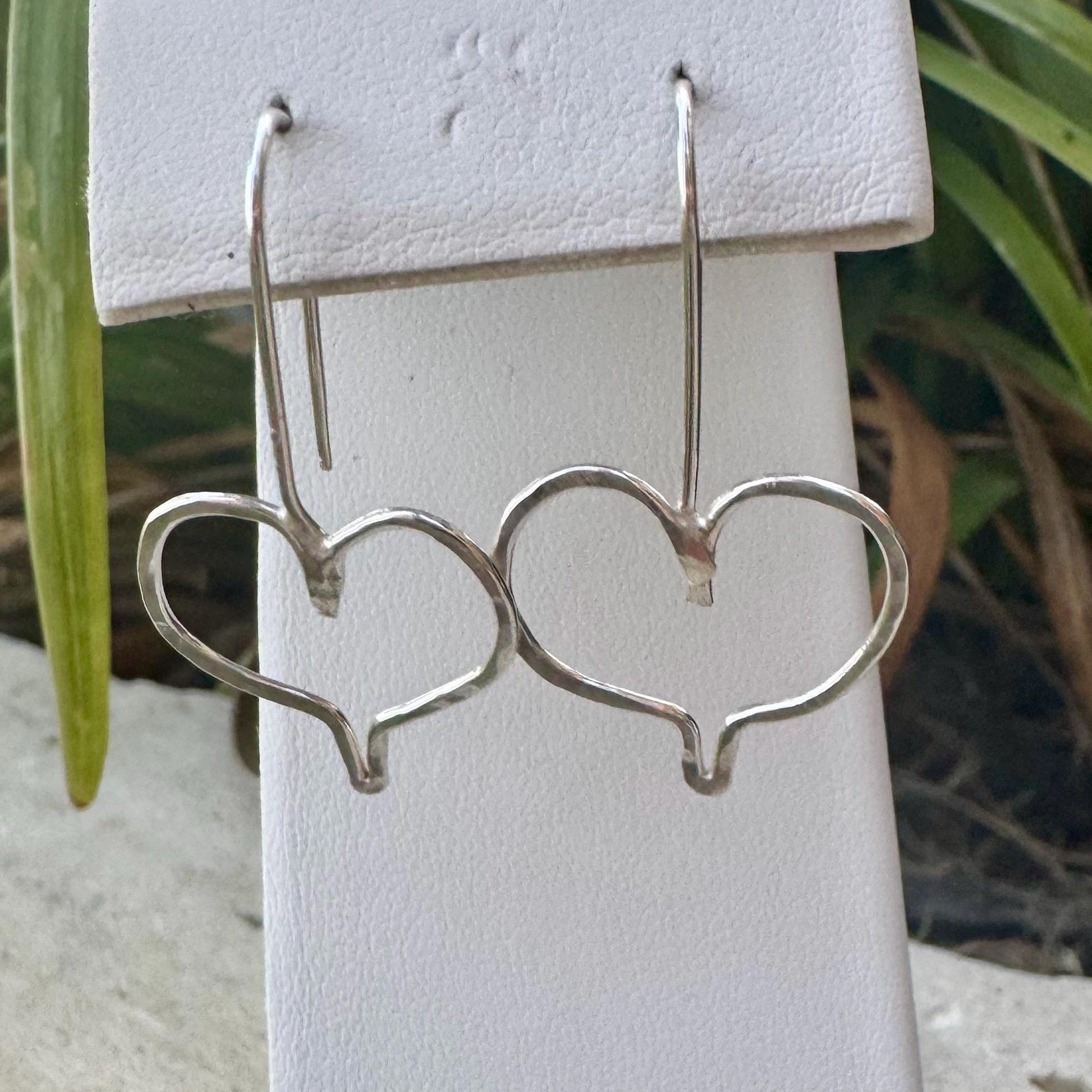 Handmade Seamless Heart Sterling Silver Earrings, Custom Heart Earrings, Romantic Jewelry, Gift for Her