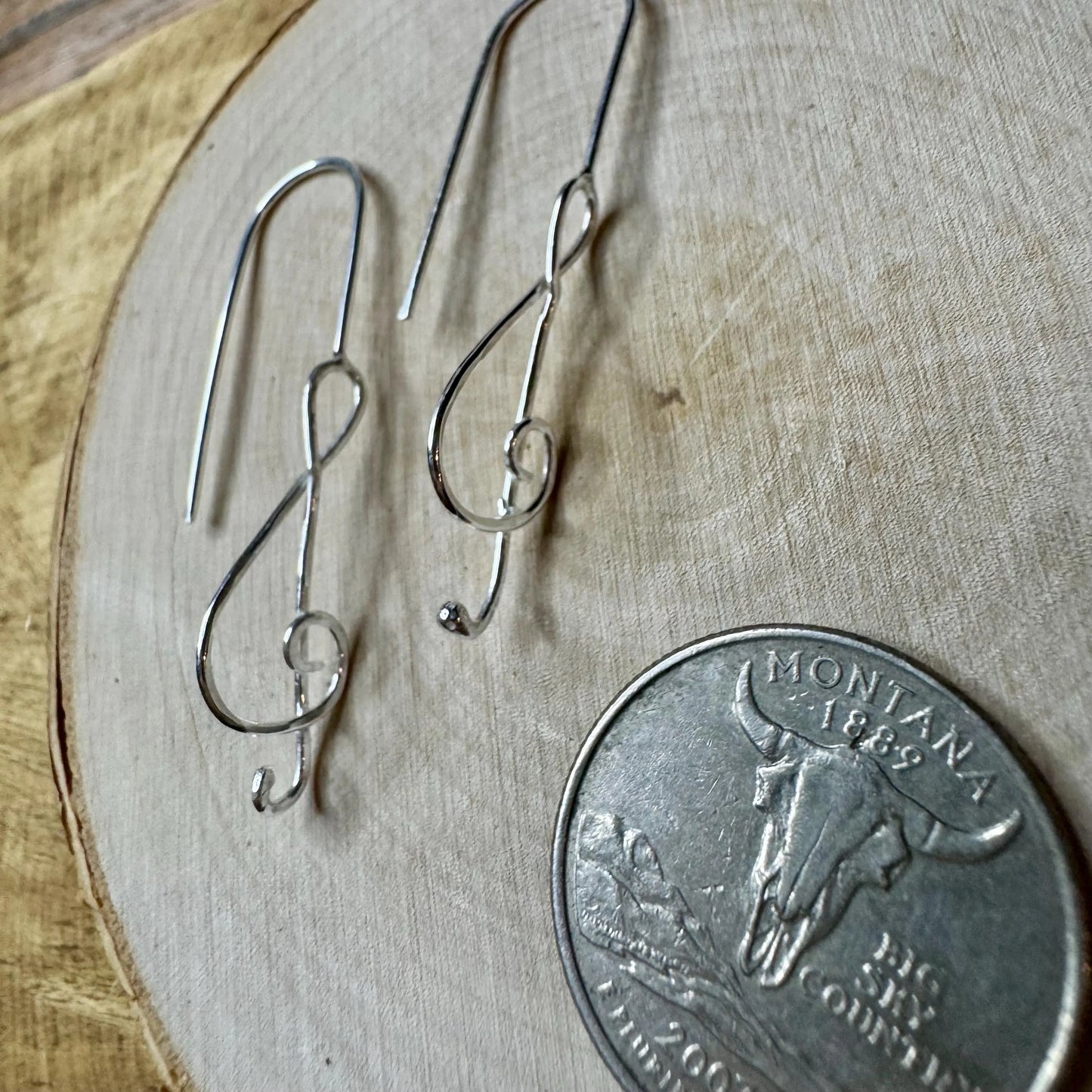 Sterling Silver Treble Clef Dangle Earrings – Unique Seamless Design (20g or 18g Option)