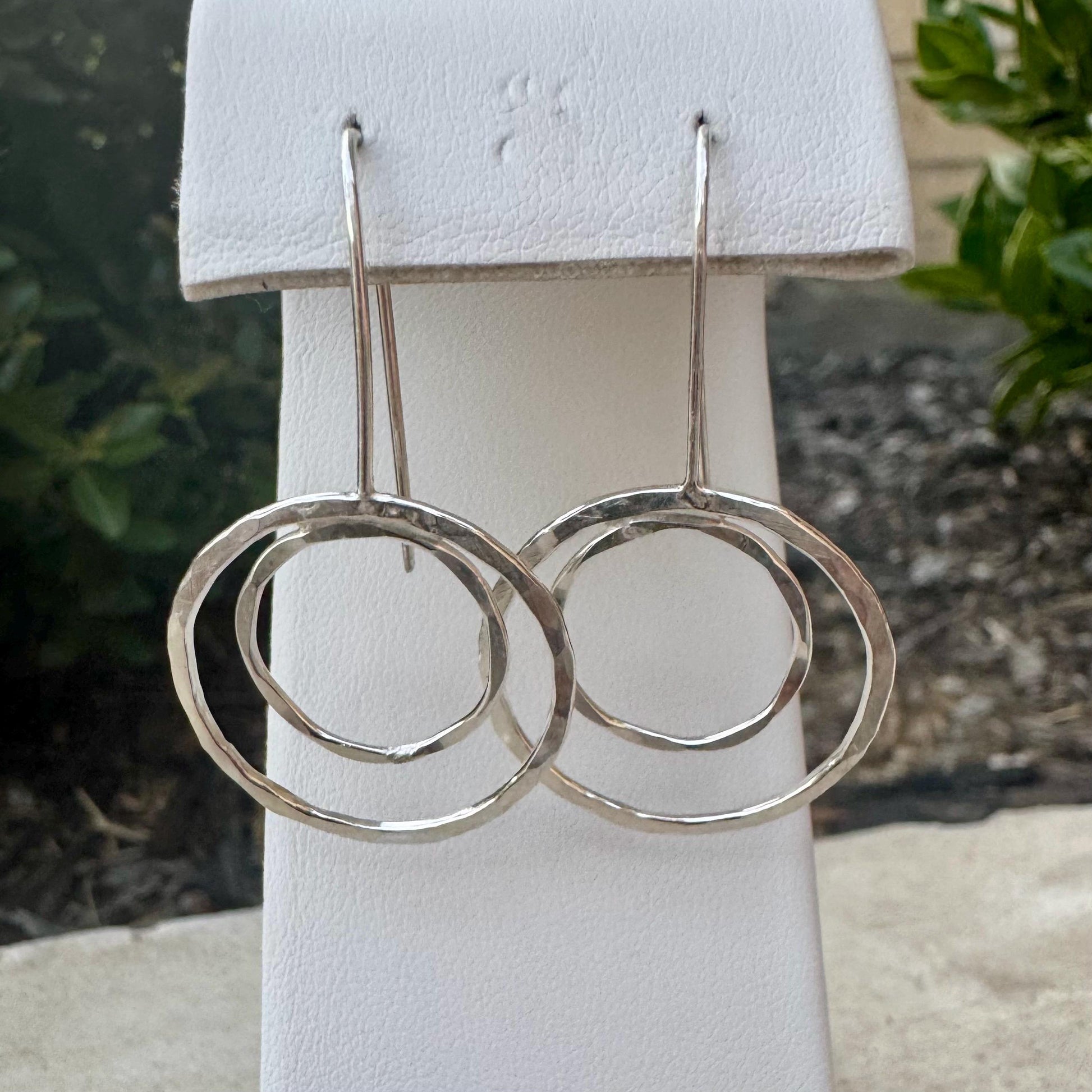 Handmade Seamless Double Circle Sterling Silver Earrings, Custom Sterling Earrings, Minimalist Earrings, Gift for Her