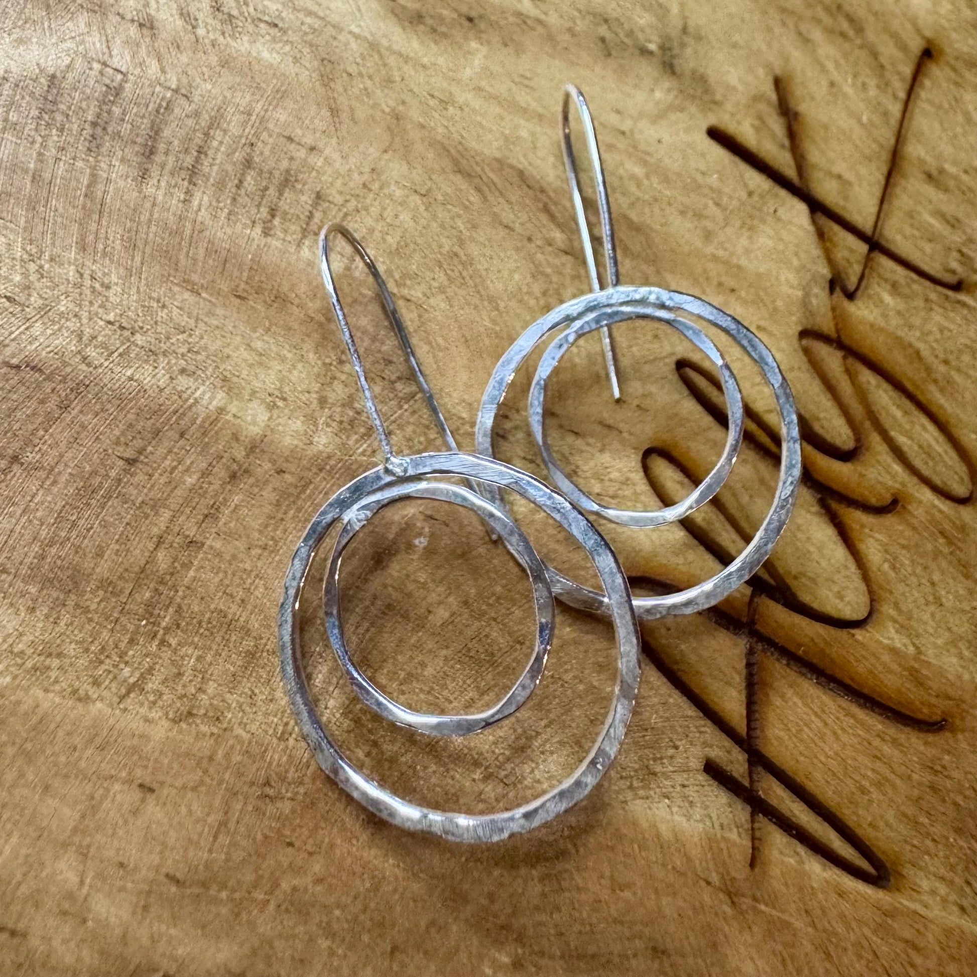 Handmade Seamless Double Circle Sterling Silver Earrings, Custom Sterling Earrings, Minimalist Earrings, Gift for Her
