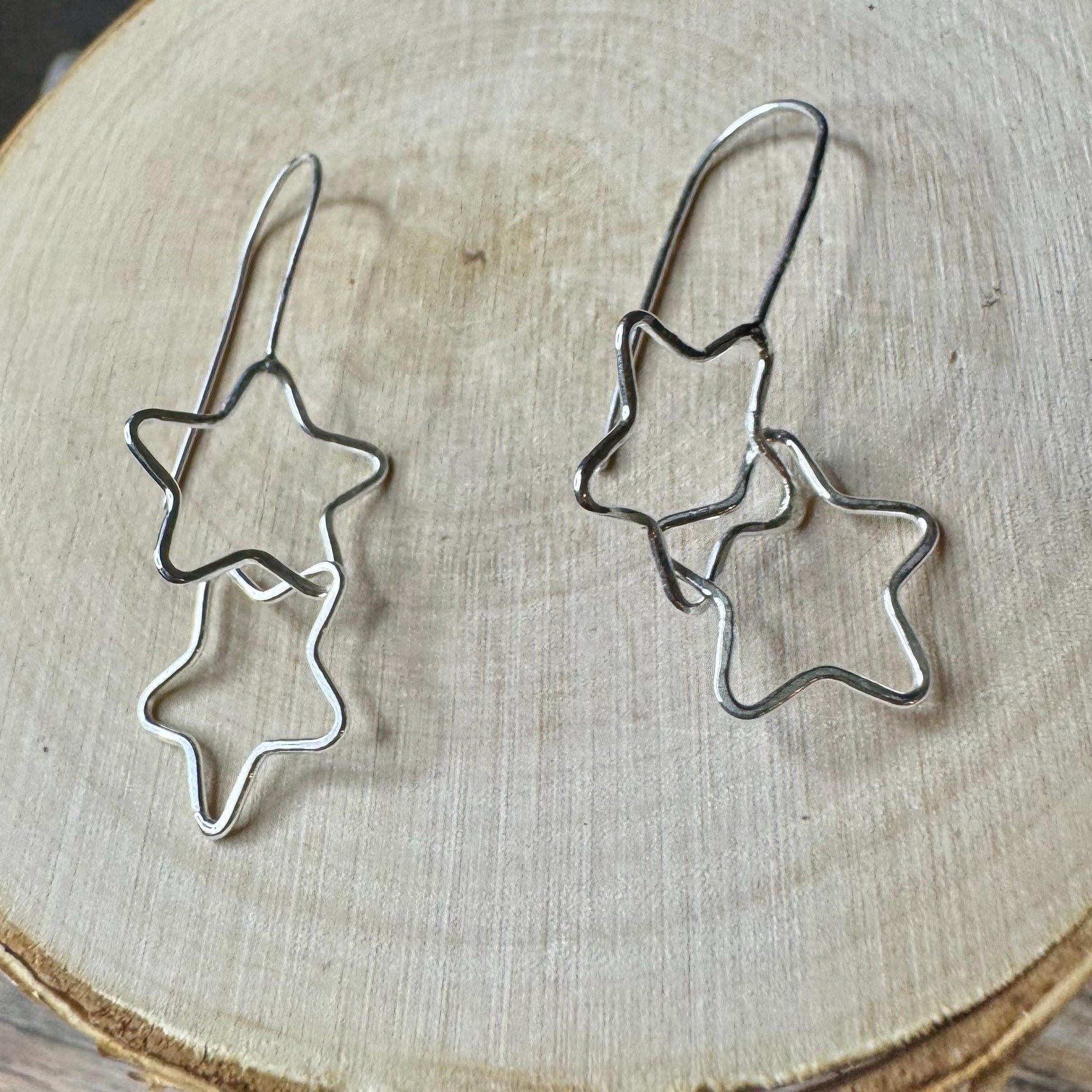 Handmade Seamless Star Sterling Silver Earrings, Custom Star Earrings, Celestial Jewelry, Gift for Her