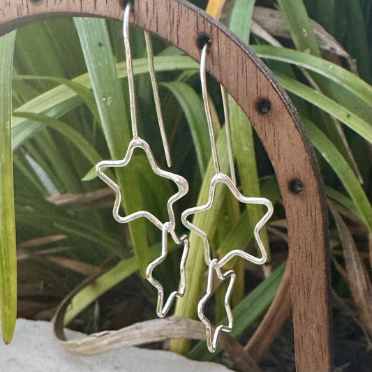 Handmade Seamless Star Sterling Silver Earrings, Custom Star Earrings, Celestial Jewelry, Gift for Her