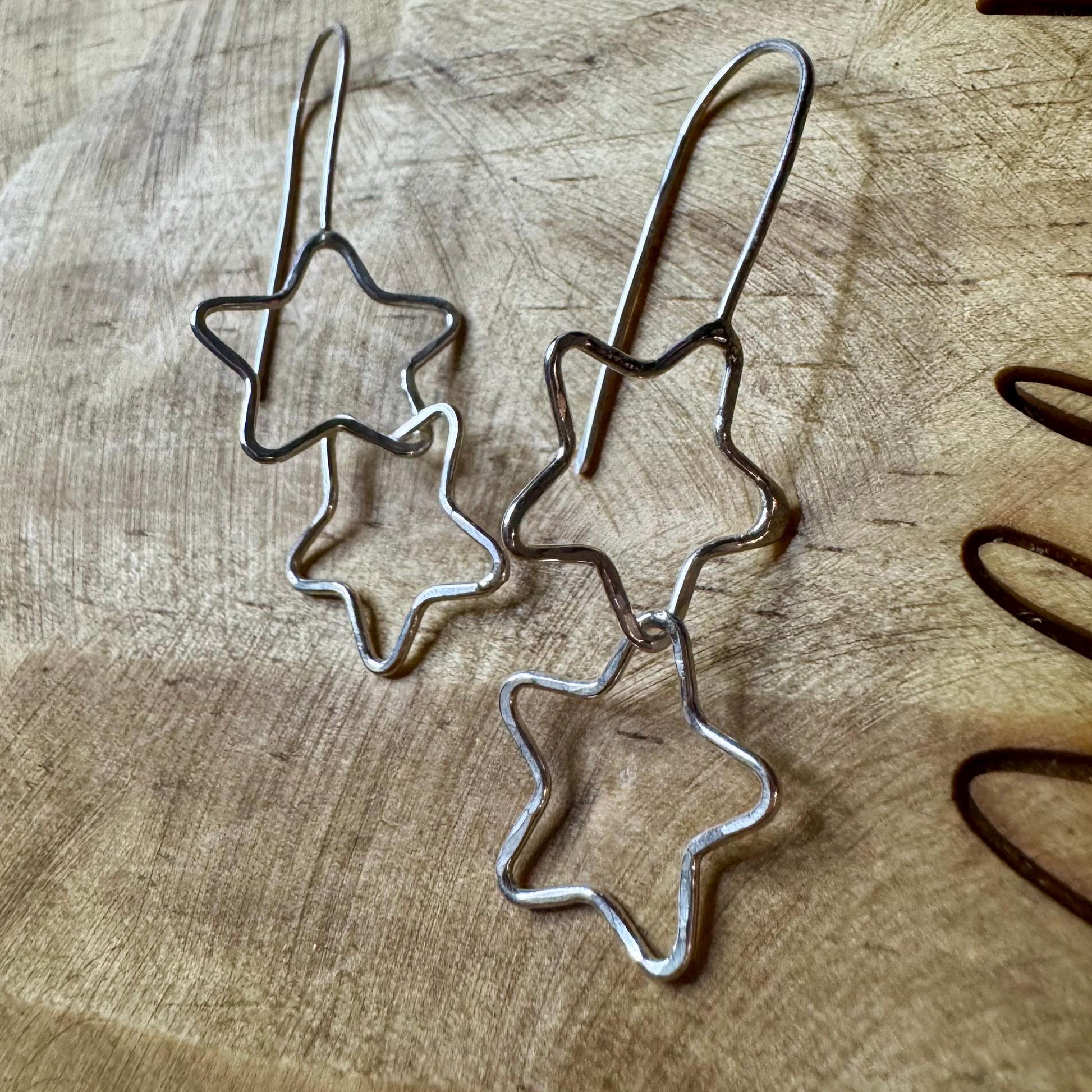 Handmade Seamless Star Sterling Silver Earrings, Custom Star Earrings, Celestial Jewelry, Gift for Her