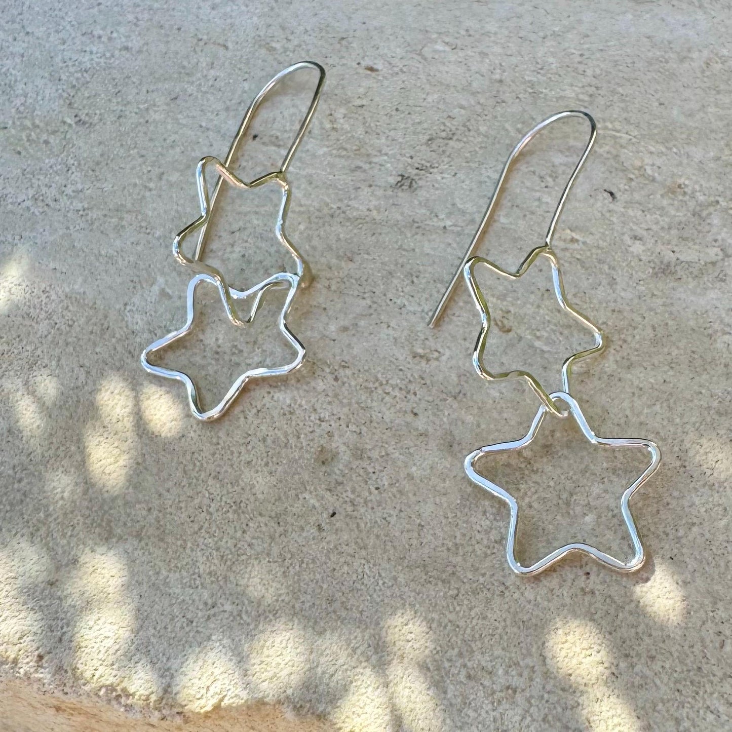 Handmade Seamless Star Sterling Silver Earrings, Custom Star Earrings, Celestial Jewelry, Gift for Her