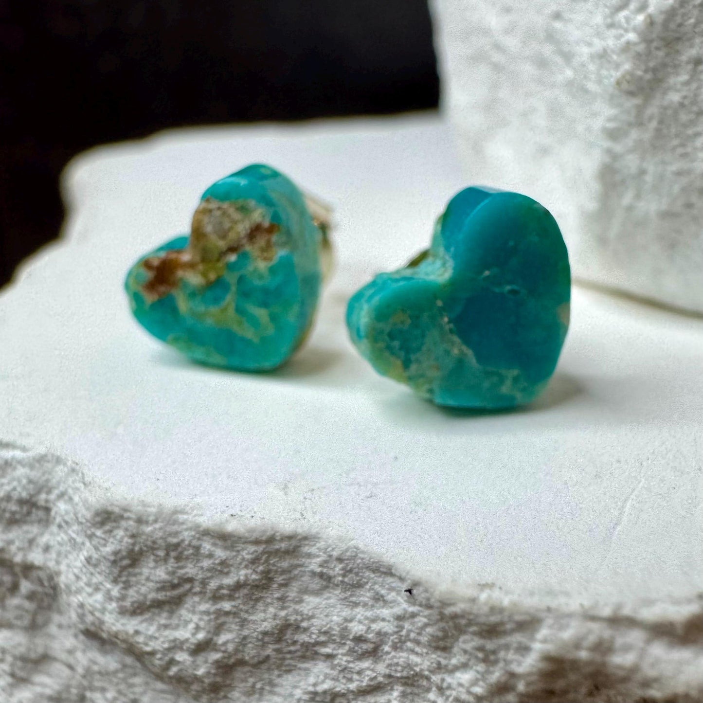 Kingman Turquoise Heart Stud Earrings, Sterling Silver Post Earrings, Minimalist Jewelry, Dainty Earrings, Gift Idea