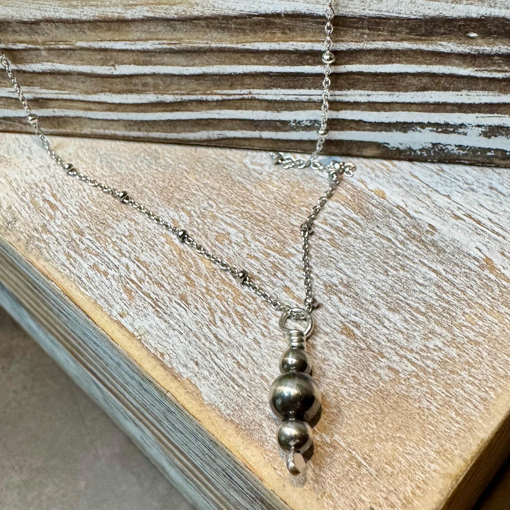 Navajo Pearls Pendant Charm, Sterling Silver Satellite Chain, Navajo Necklace, Authentic Native American Jewelry, Gift For Her