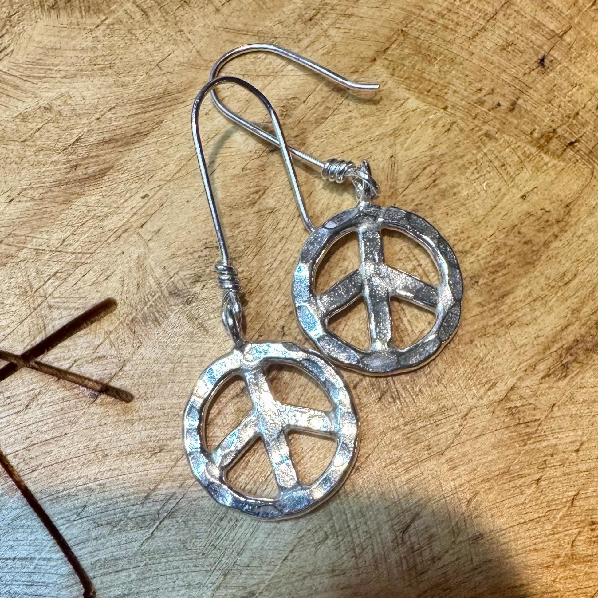 Peace Symbol Sterling Silver Dangle Earrings, Drop Earrings, Bohemian Style Jewelry, Silver Peace Earrings, Gift