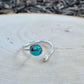 Sterling Silver Open Bezel Kingman Turquoise Gemstone Ring, Adjustable Accent Ring, Turquoise Jewelry, 4mm or 6mm Bezel with Ball End