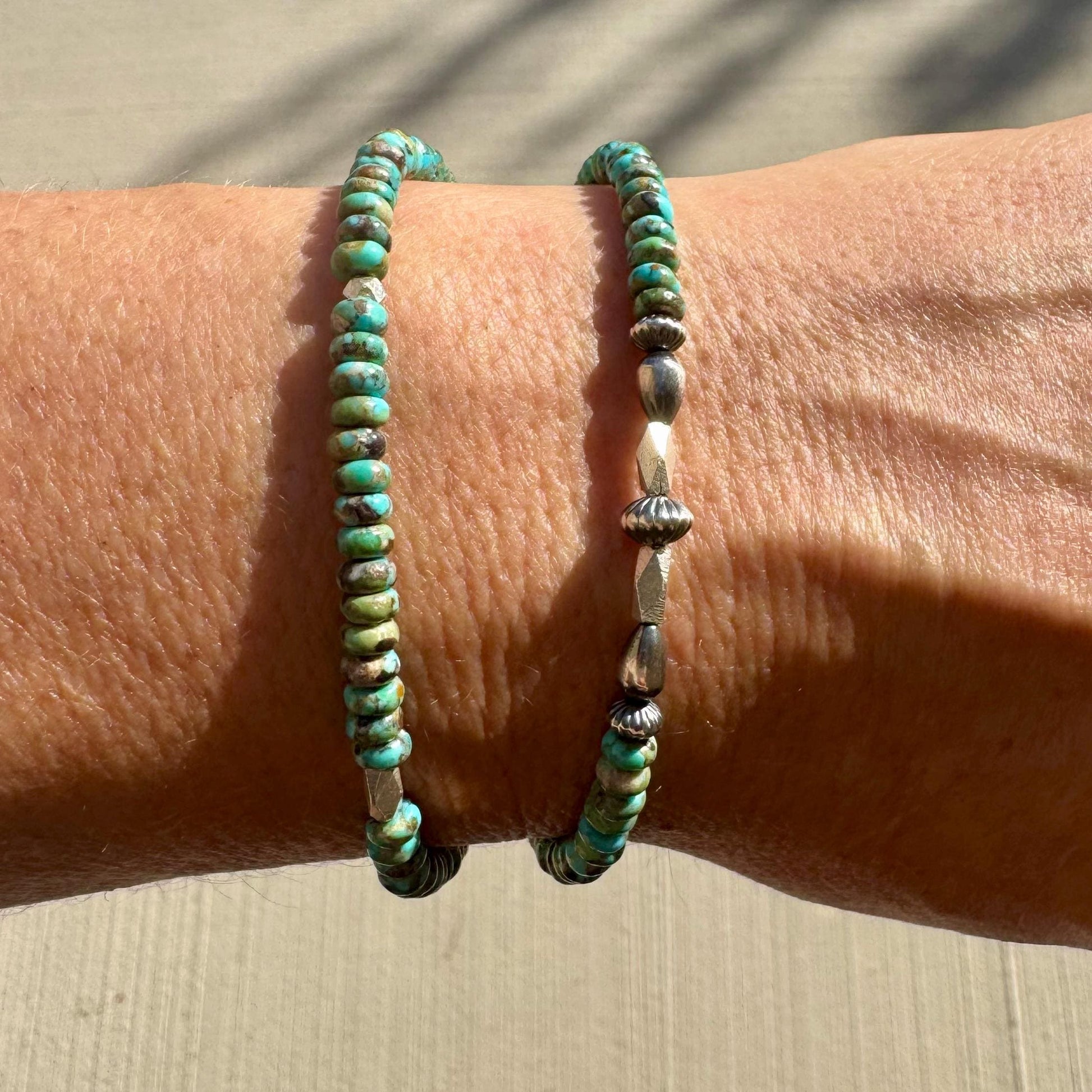 Turquoise Navajo Pearl Double Wrap Bracelet, Sterling Silver Bracelet, Southwest Jewelry, Western Jewelry, Layered Bracelet