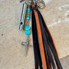 Leather Purse Tassel with Turquoise and Cross, Beaded Handbag Tassel, Gemstone Accessory, Unique Purse Charm, Leather Handbag Charm