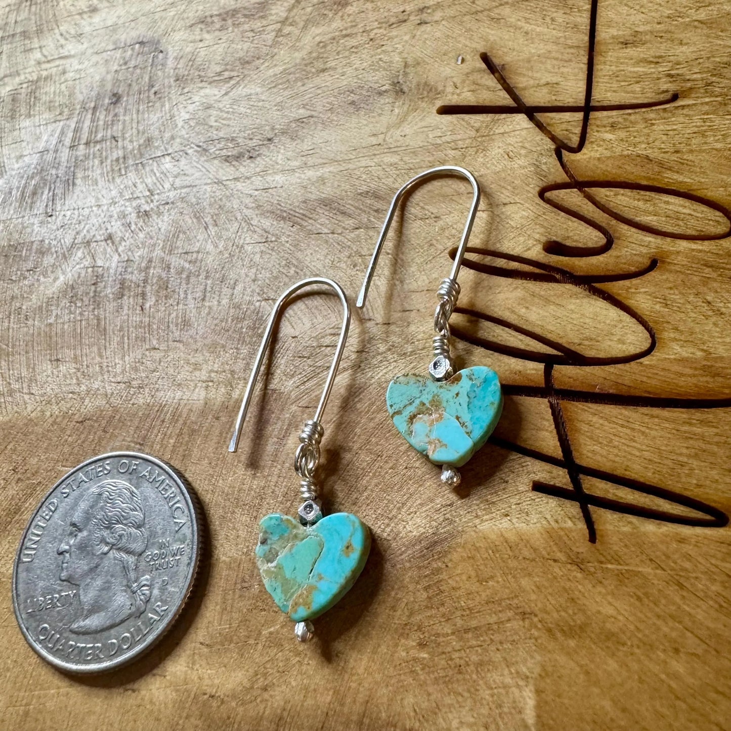 Kingman Turquoise Heart Earrings: Sterling Silver, Natural Gemstone