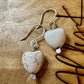 White Turquoise Howlite Heart Earrings, Gemstone Earrings, Turquoise Earrings, Sterling Silver Earrings, White Turquoise Gift