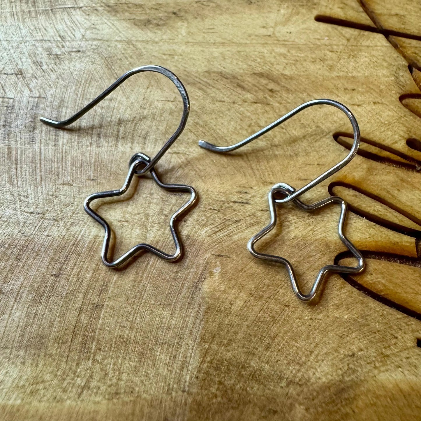 Sterling silver star charm dangle earrings