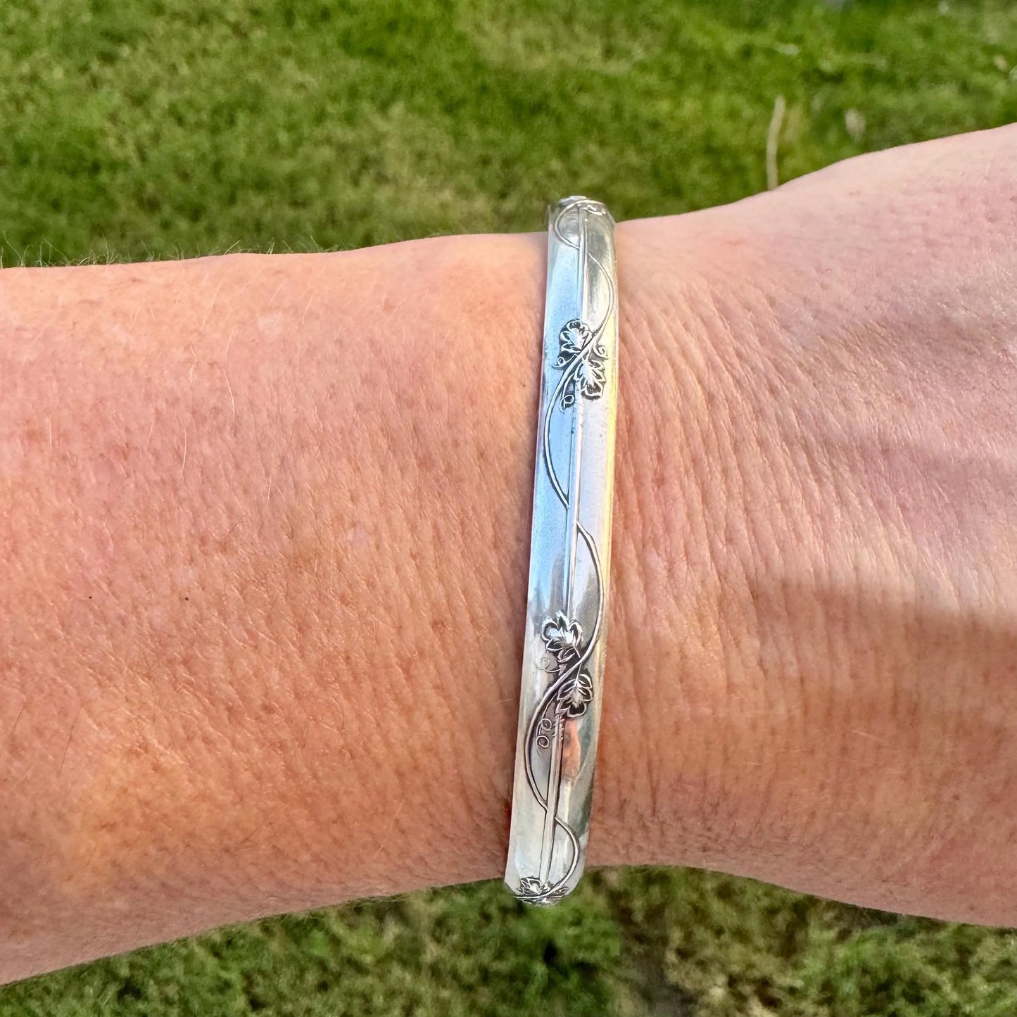 Sterling Silver Flower Vine Cuff Bracelet: Nature-Inspired Jewelry