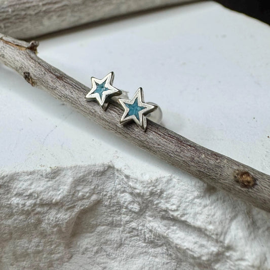 Turquoise Star Tiny Sterling Silver Stud Post Earrings