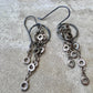 Sterling Silver Hammered Circle Earrings • Triple Chain Dangle • Modern Drop Earrings