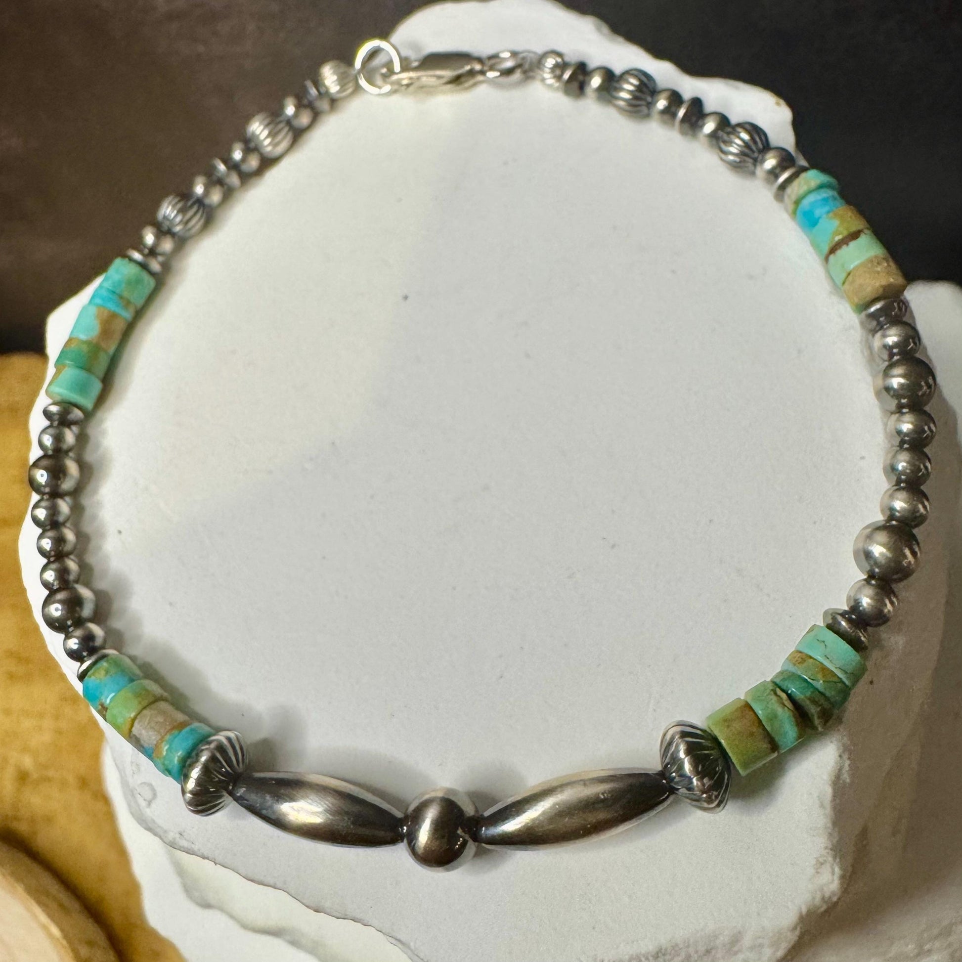 Navajo Pearl Turquoise Anklet, Sterling Silver Anklet, Boho Anklet, Southwest Jewelry, Summer Jewelry