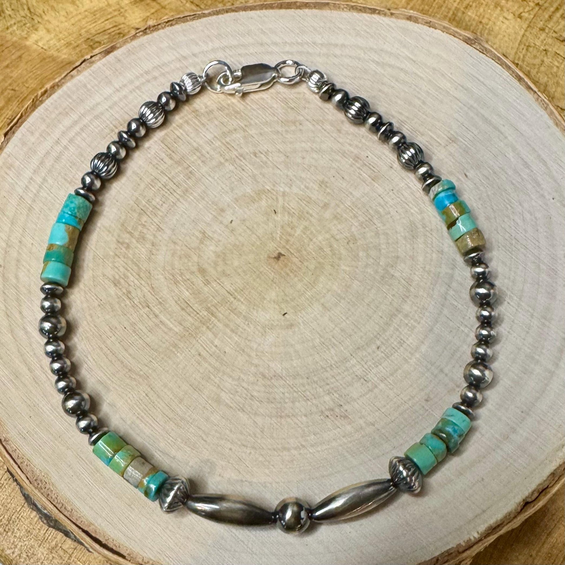 Navajo Pearl Turquoise Anklet, Sterling Silver Anklet, Boho Anklet, Southwest Jewelry, Summer Jewelry